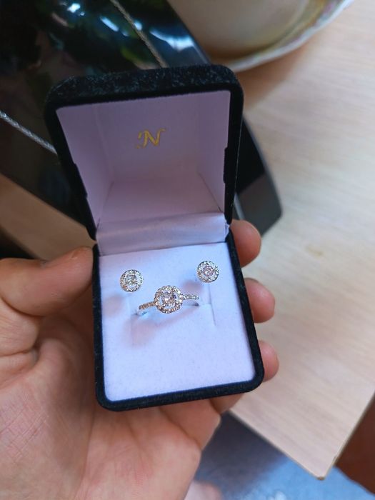 Серебро 925 проба комплект цепочка, кулон, серёжки, кольцо,