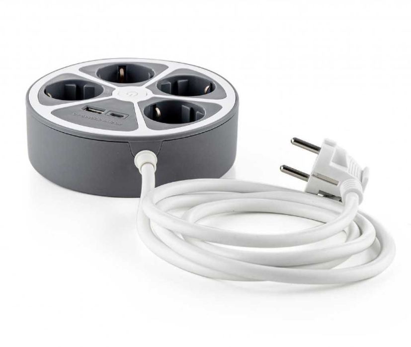 Удължител Technaxx, 4 контакта, 1x USB-A, 1x USB-C