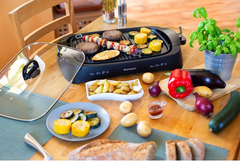 GRILL electric ROHONSON cu capac din sticlă termoizolanta NOU  250 Lei