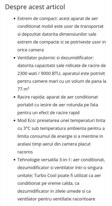 Climă portabilă Rowenta 3 în 1 , nouă
