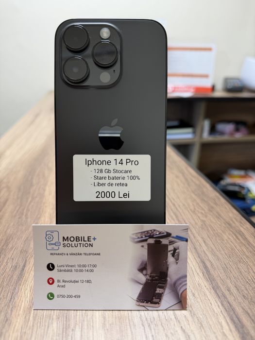 IPhone 14 Pro 128Gb Acumulator nou 100% Stare baterie 12 Luni Garantie.