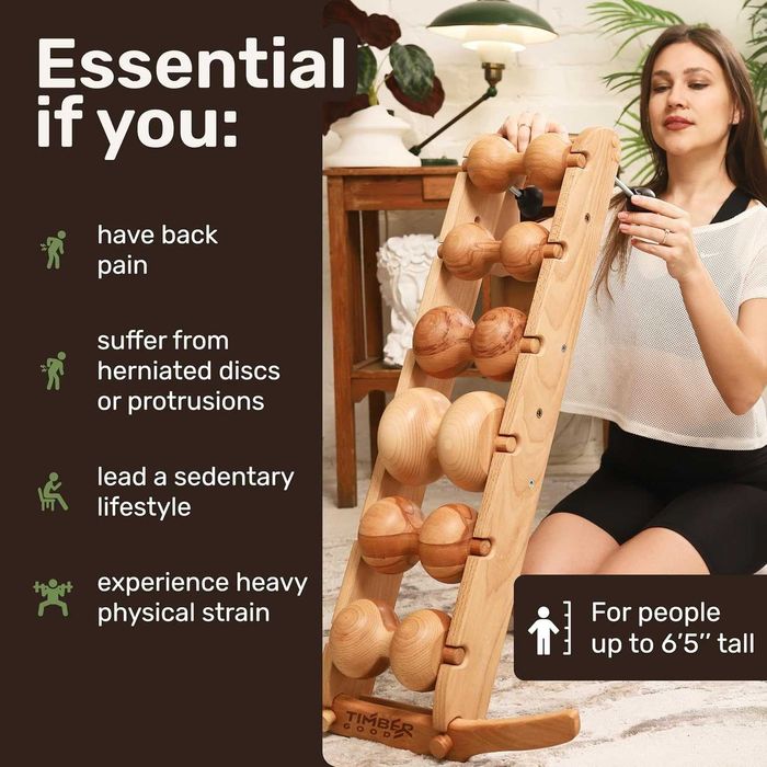 Нов 6-ролков масажор за гръб TIMBER Good – дъб, разопакованa