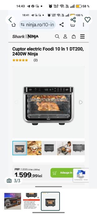 Cuptor electric Ninja Foodi 10in1 DT200, 2400W, 29l, 10