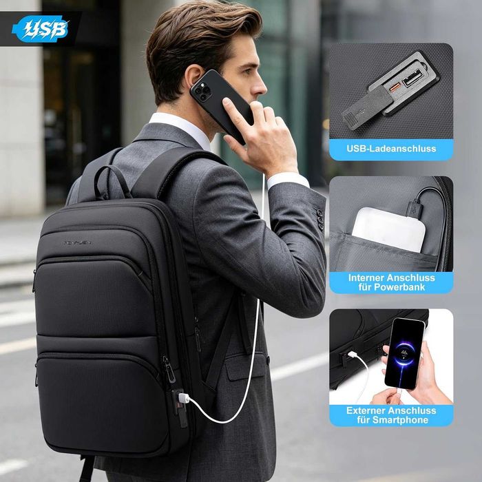 FENRUIEN бизнес раница за лаптоп 15.6" – USB-C, 15–23L