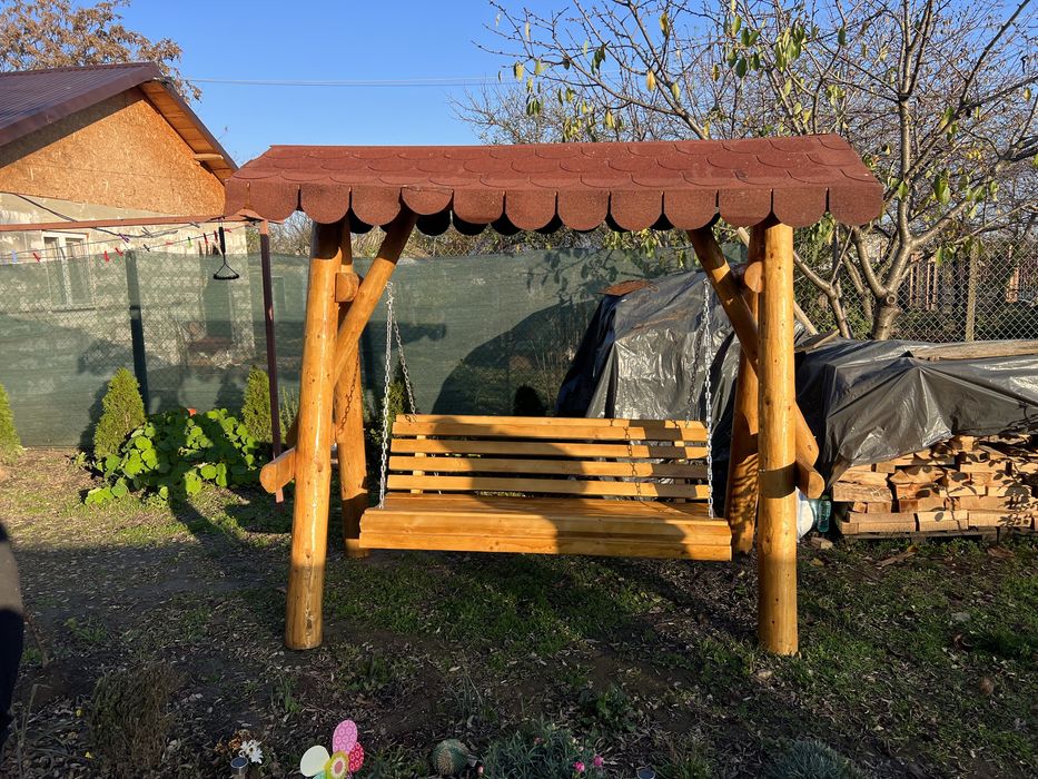 Leagan rustic din lemn rotund