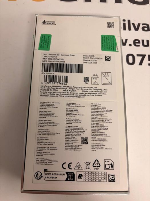 Telefon OPPO Reno14 F, Dual SIM, 8GB RAM, 256GB, 5G, Luminous -T-