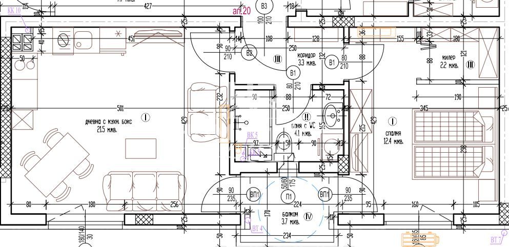 Двустаен апартамент в новострояща се жилищна сграда с модерна архитек