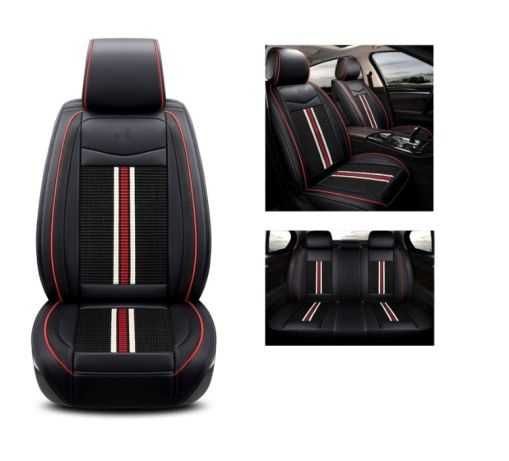 Луксозни калъфи за седалки Комплект Черна Кожена универсална тапицерия