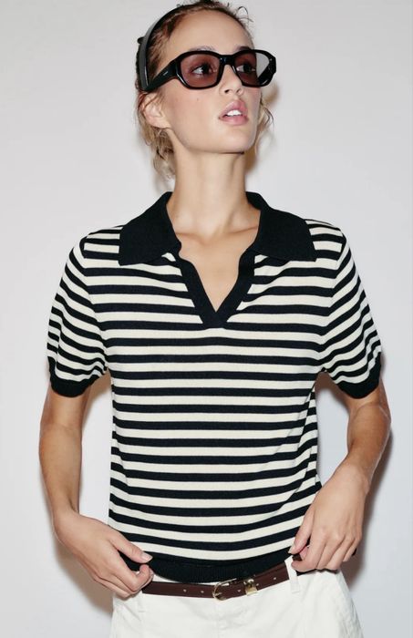 Тениска с яка Zara
