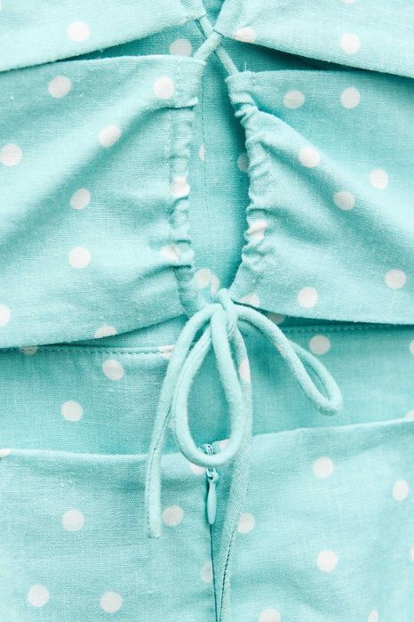 Рокля на ZARA примес на лен в състава си тип корсет размер С