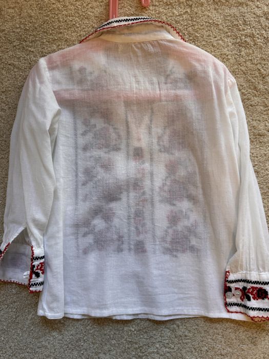 Camasa traditionala baieti 3-4 ani, cu motiv floral rosu