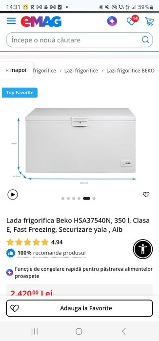 Lada frigorifica Beko 350l