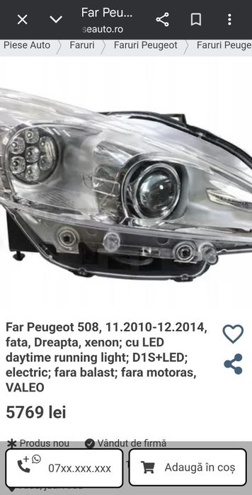 Far Peugeot 508 Led Bixenon  Nou