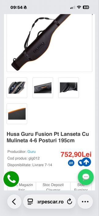 Husa Guru Fusion Pt Lanseta Cu Mulineta 4-6 Posturi 195cm