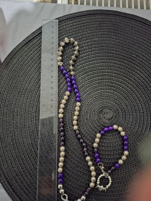 Set ametist colier lungime 26 cm la dublu si bratara 20 cm reglabilabi