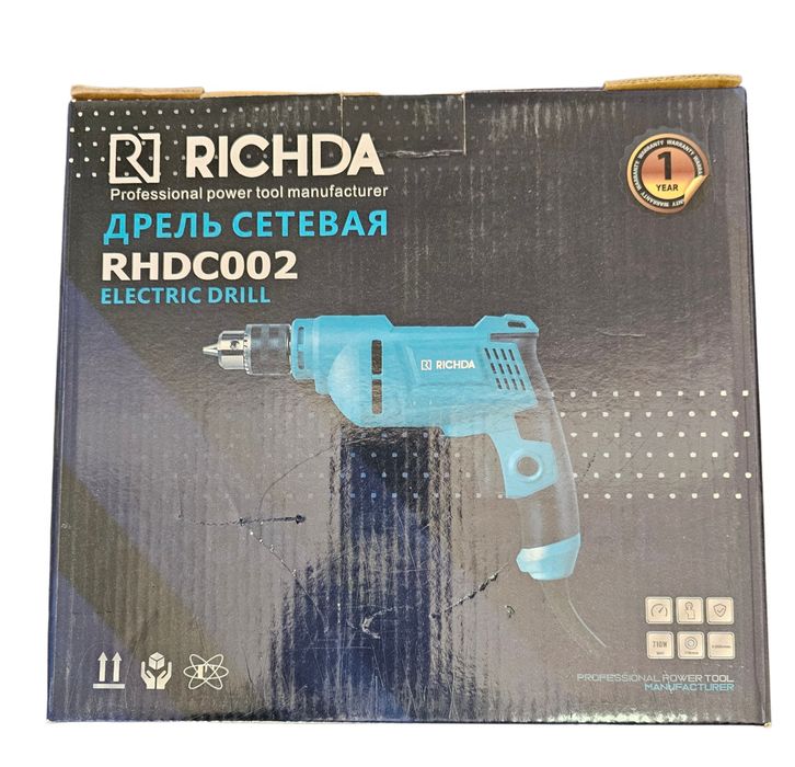 Дрель сетевая, RICHDA, НОВАЯ