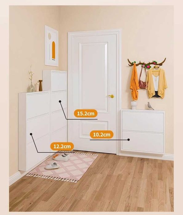 Тонкий обувной шкаф

За дверь — идеально

Всего 15 см

Прочная сталь