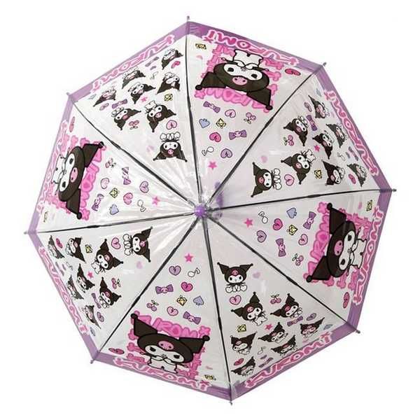 Автоматичен чадър за деца Mercado Trade, Прозрачен лилав, Kuromi, 66см