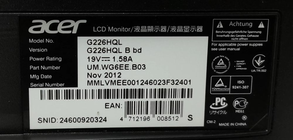 Monitor Acer G226HQL