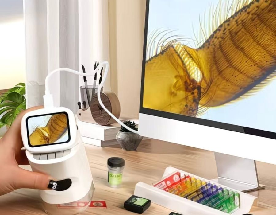 Подарок, день рождения, электронный детский микроскоп – фото и видео