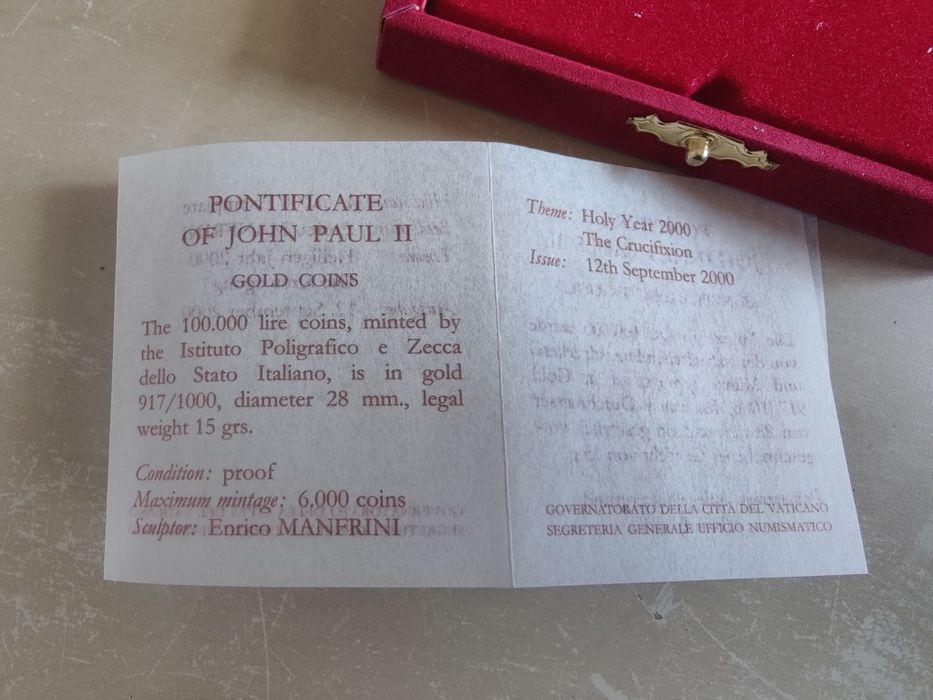 Златна монета Папа Йоан Павел