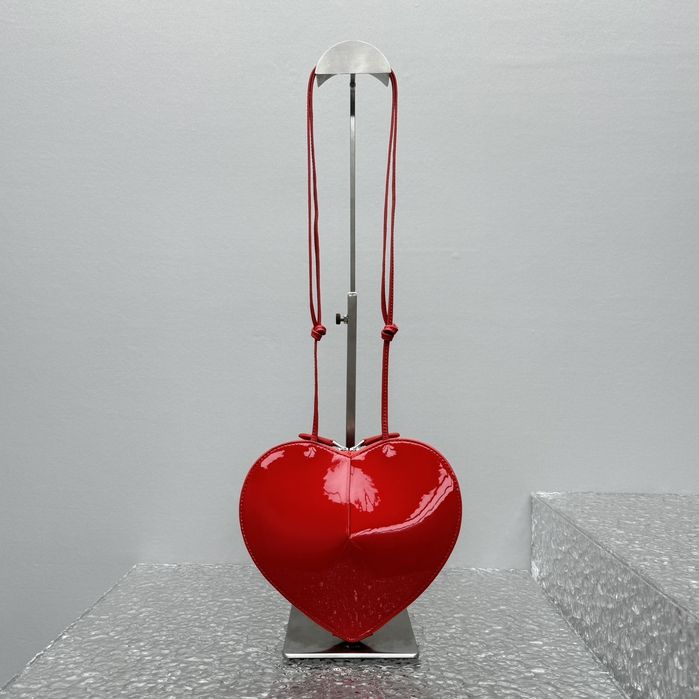 Geanta Alaia Le Coeur 21 cm, rosu lac, Premium