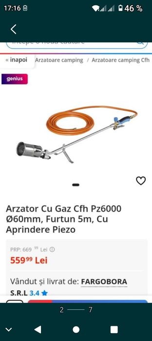 Vând arzător pe gaz