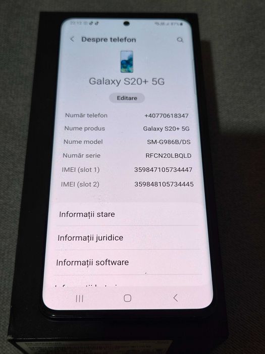 Telefon Samsung S20+5G 12g ram