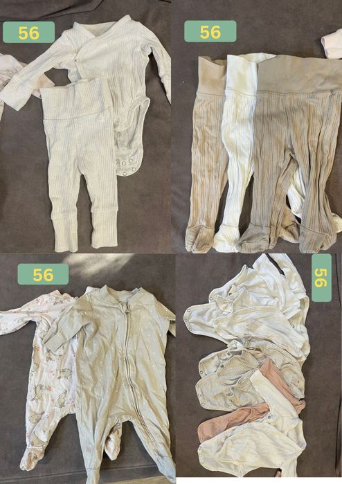 H&M лот за момиче- 56-62см (0-3м) - органичен памук бодита, пижами, ромпъри, комплекти, тениски