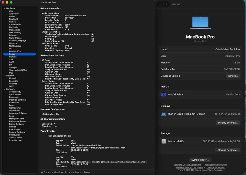 MacBook Pro M1, 16-inch, 2021, 32 GB RAM, 512 GB SSD