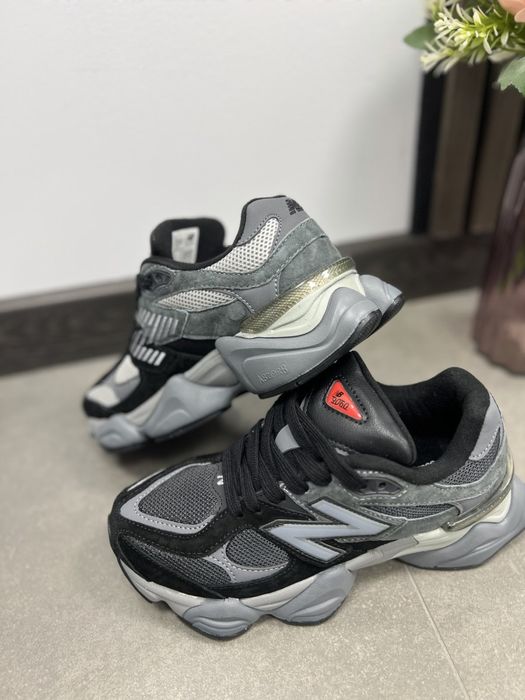 New Balance, Унисекс велурени спортни обувки 9060 с мрежа и масивен дизайн, Черен, Tъмносив, 5