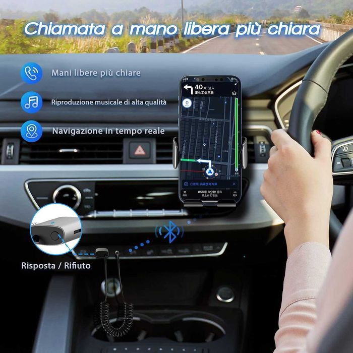 Bluetooth 5.1 приемник с микрофон, TF карта, USB и AUX връзка, за кола