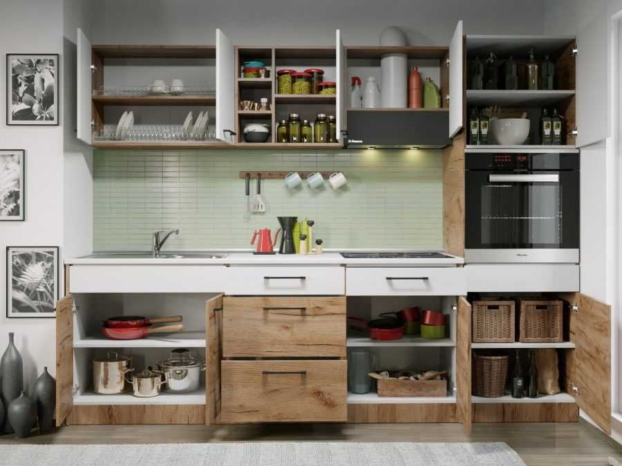 Set Mobila Bucatarie Gastro 260 Alb/Stejar – C24