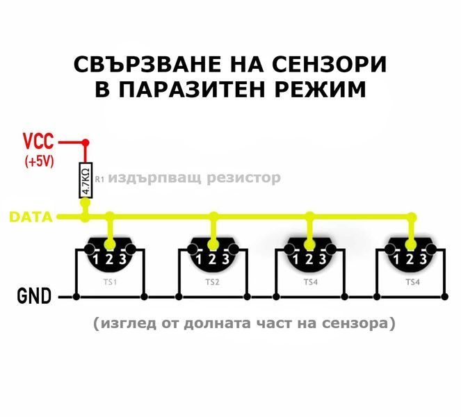 Датчик за температура DS18B20 с водоустойчив кабел 2м