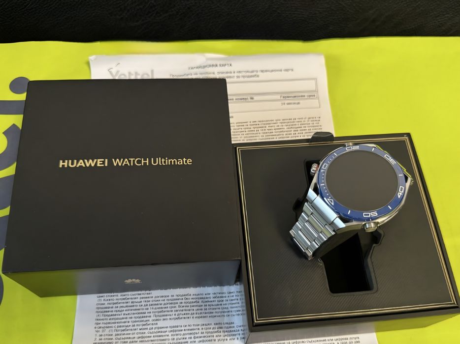 КАТО НОВ 49mm Huawei Watch Ultimate Гаранция Yettel 2027 г. Blue