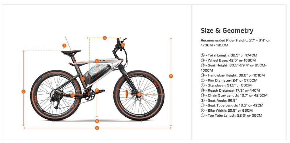 Eahora APUS 26” – Хибриден електрически велосипед 48V 20Ah, 750W