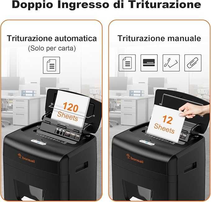 Distrugător de documente Bonsaii P-4 cu alimentare de 120 de coli