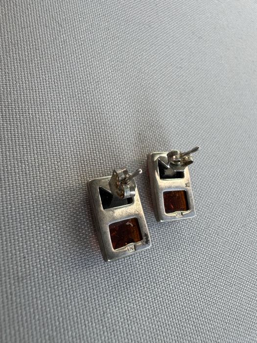 Cercei din argint si chihlimbar