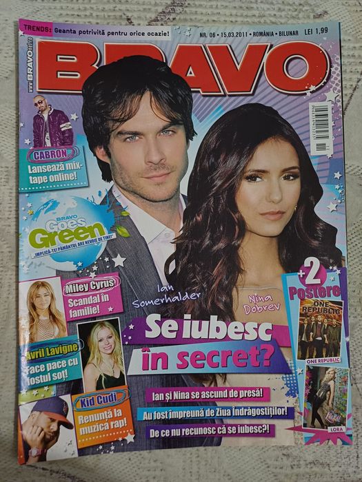 Vand revista Bravo martie 2011, completă, cu Ian&Nina, CU POSTERE cu One Republic si Lora in stare impecabilă