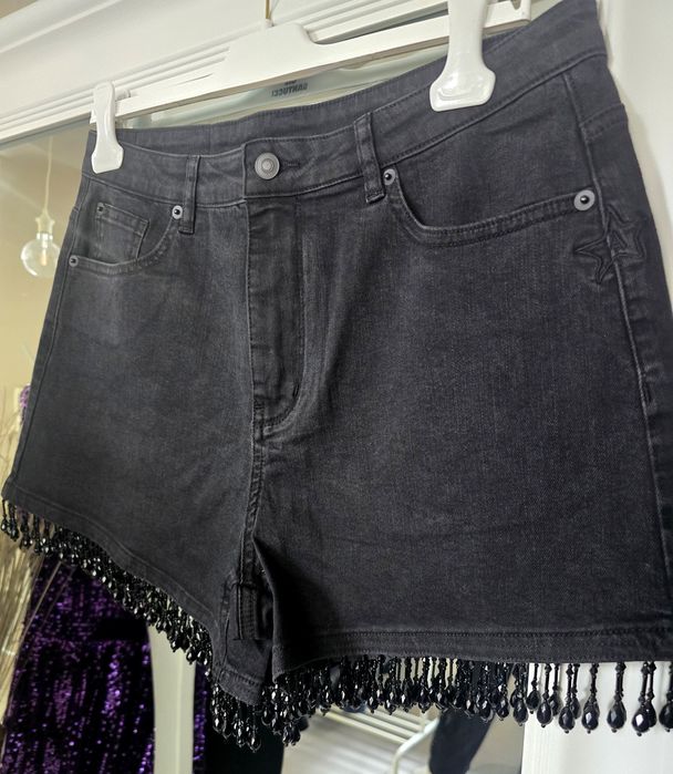 Къс черен дънков панталон/шорти, размер 25 S, 30 и 31 L, с кристали!Къ
