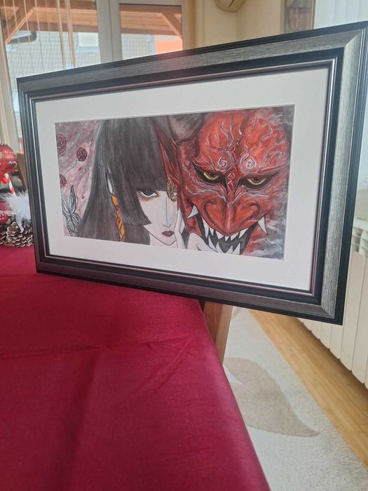 Картина (акварел в рамка ) "Зад Маската"