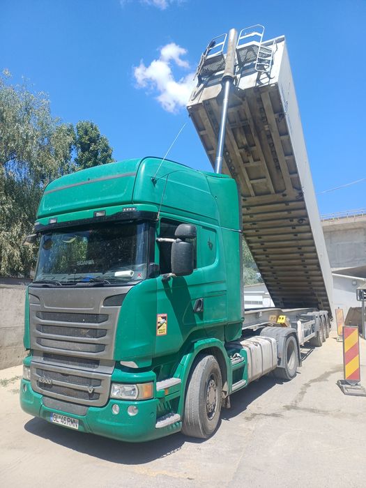 Vând ansamblu Scania R500  V 8  cu Benă cereale Benalu