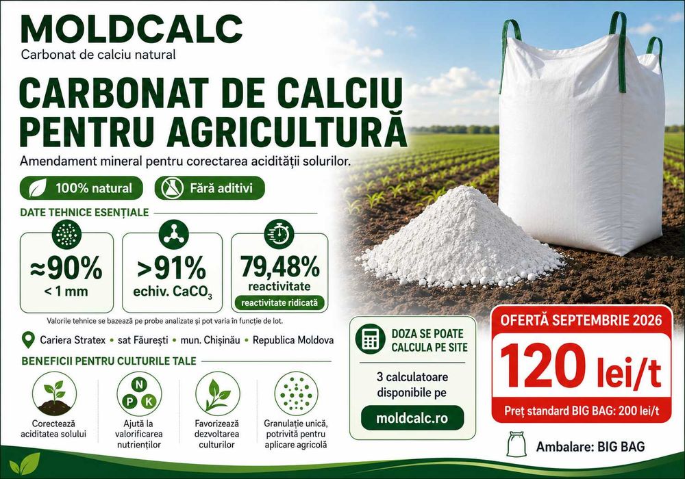 Carbonat de calciu pentru sol / var agricol – Big Bag 120 lei/t