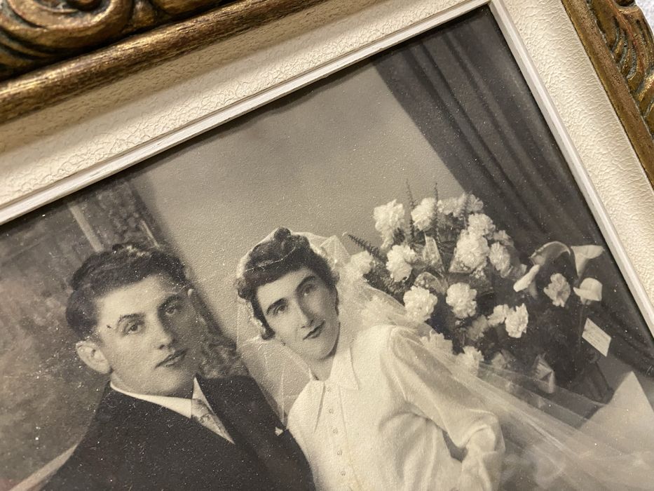 Франция барок рамка със стара сватбена фотография 1940