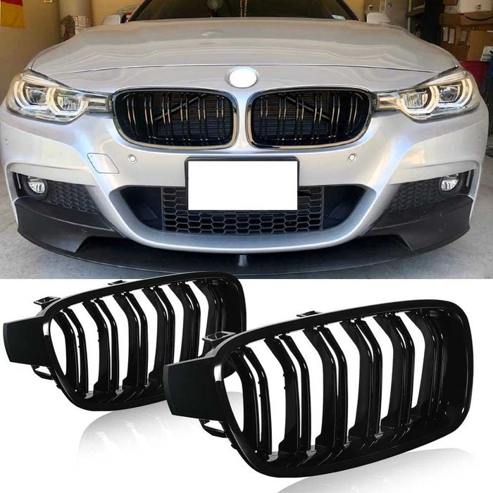 Grile Nari Duble BMW F30, F31, F35 Negru Lucios (2012-2018) NOU