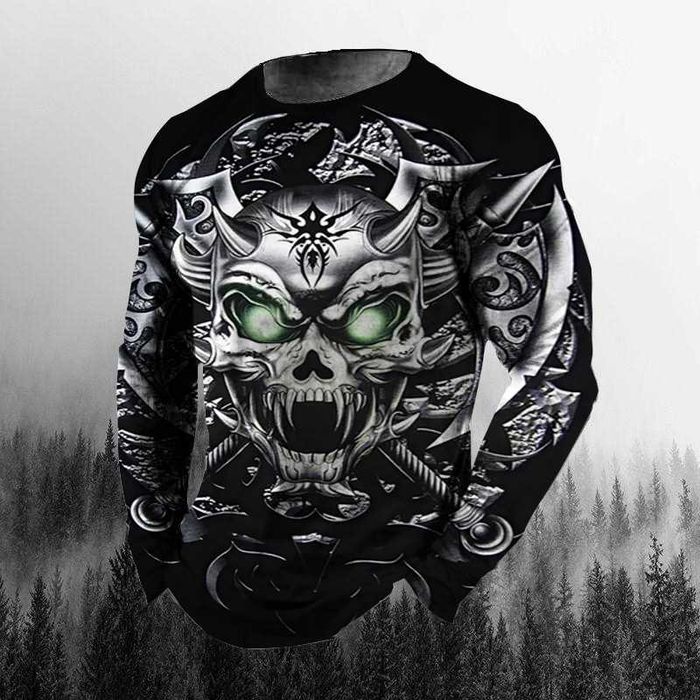 Лонгслив – футболка мужская с принтом из микрофибры