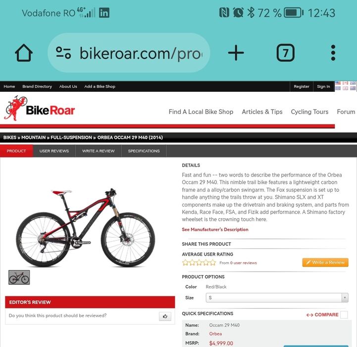 Cadru full Orbea occam 29