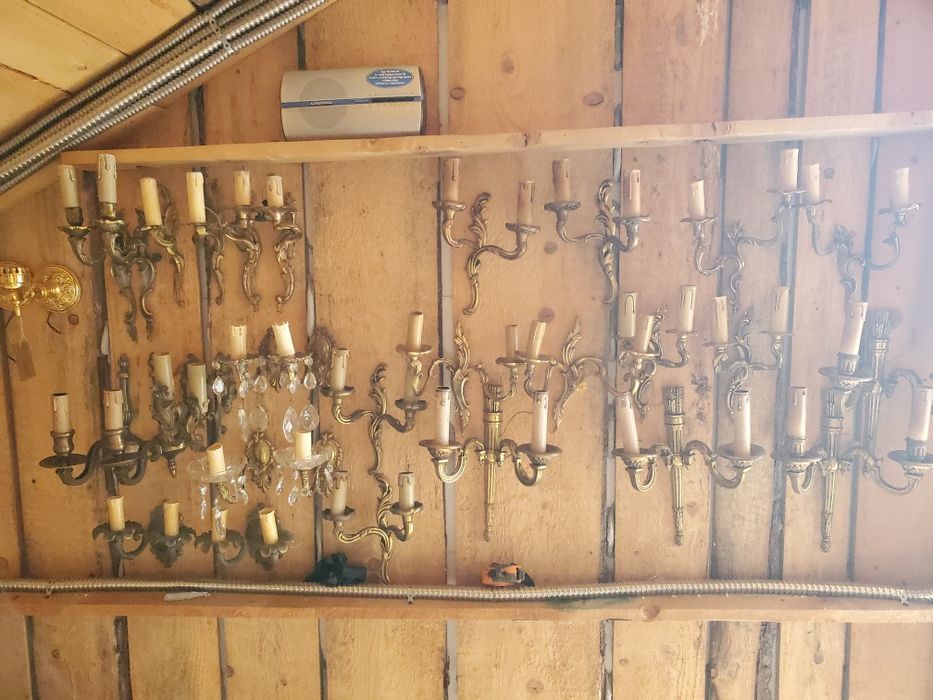 Lustra candelabru, aplice, obiecte decor vintage din bronz  masiv