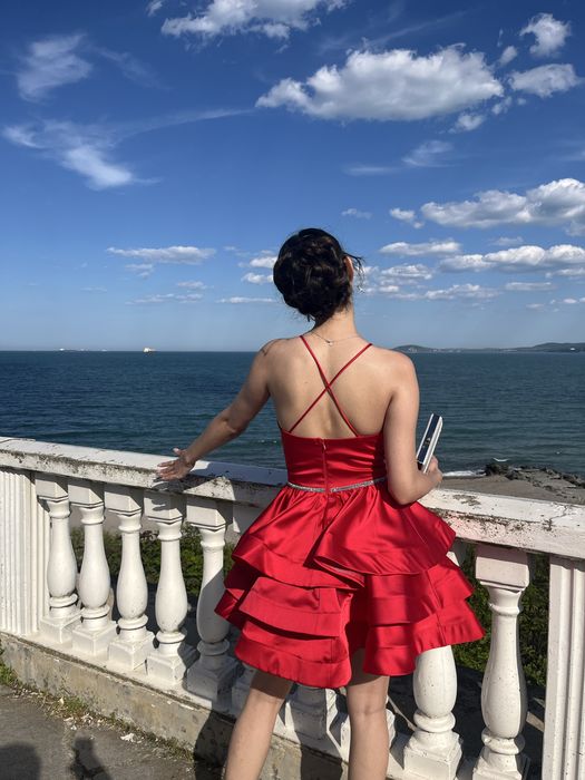 Официална бална червена рокля