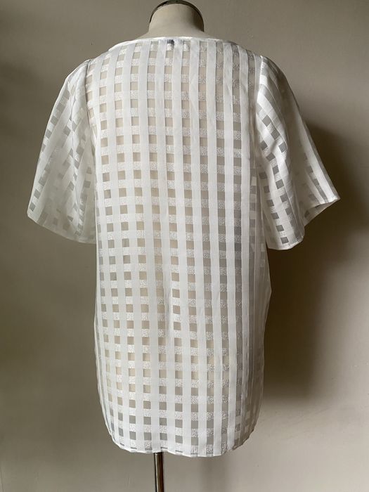 Бяла, прозрачна блуза с къс ръкав 2ND Day, L; Windsor XL